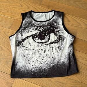 Grunge Eye Print Crop Top